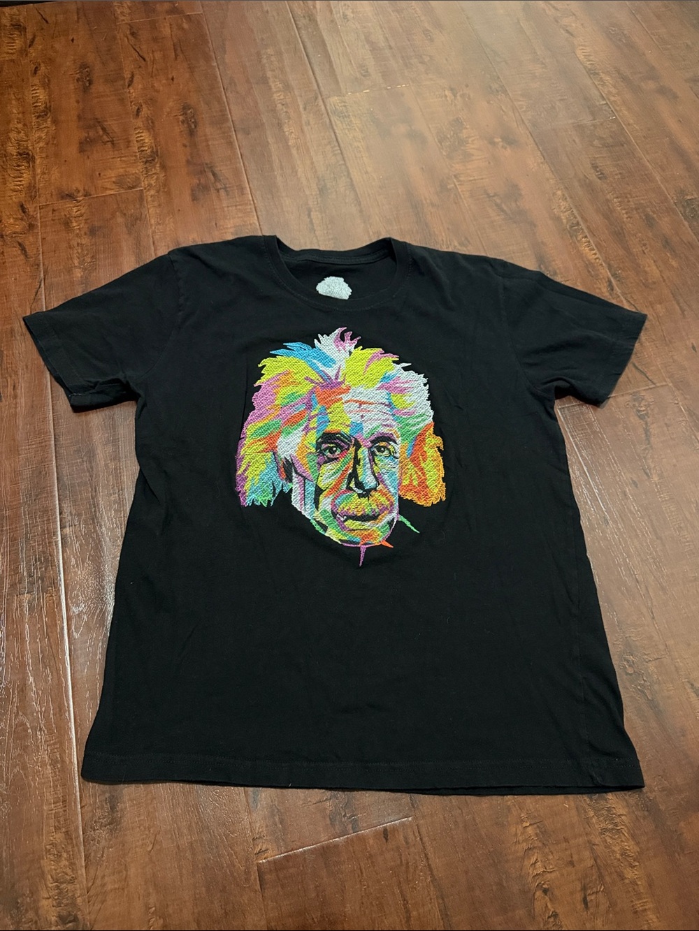 Bioworld Black Tee with Multicolor Einstein Portrait